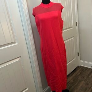 New York & Company Vibrant Red Midi Dress